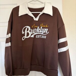 Brooklyn Brown Sweater with White Accents